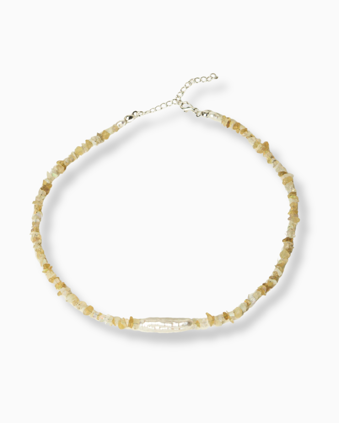 Freisteller Perlenkette Choker aus Opalsteinen TRANSLUCENT SEA silber