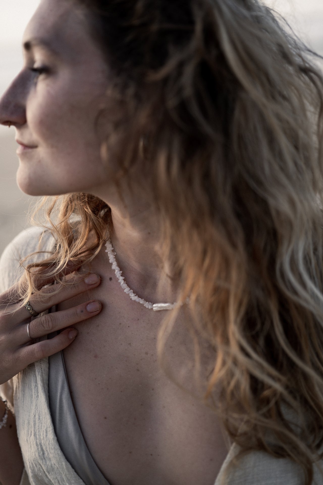 Perlenkette/Choker aus Mondstein MOONLIGHT DREAM - MoonGypsea